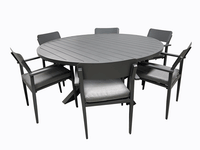 Hope- Portsea 7pc 1730 Rnd Dining set Gunmetal