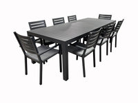 Trieste - Azura Ext. 9pc Rect.. Dining Gunmetal