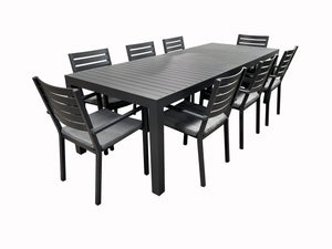 Trieste - Azura Ext. 9pc Rect.. Dining Gunmetal
