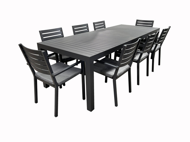 Trieste - Azura Ext. 9pc Rect.. Dining Gunmetal