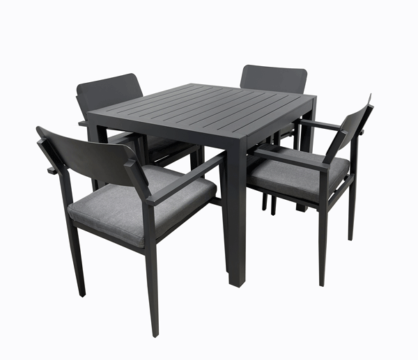 Hope- Portsea 5pc 900mm Sq Dining set Gunmetal