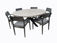 Hope-Portland 7pc Dining Set 1700mm Round Table Gunmetal