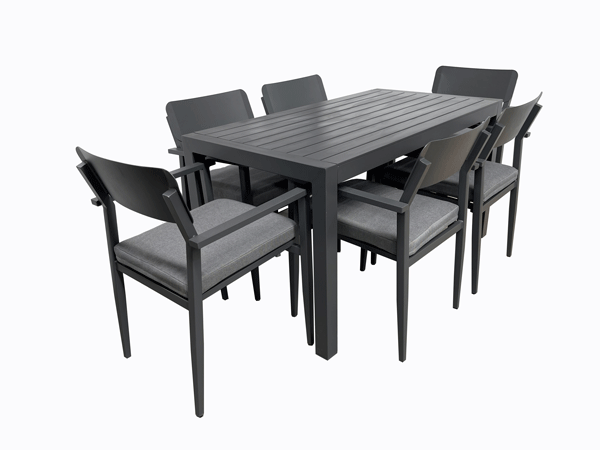 Hope- Portsea 7pc 1400 Dining set Gunmetal