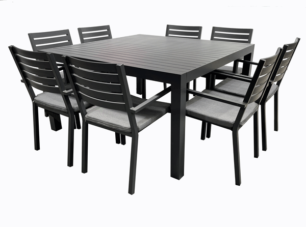 Trieste - Azura Ext. 9pc Sq. Dining Sets Gunmetal