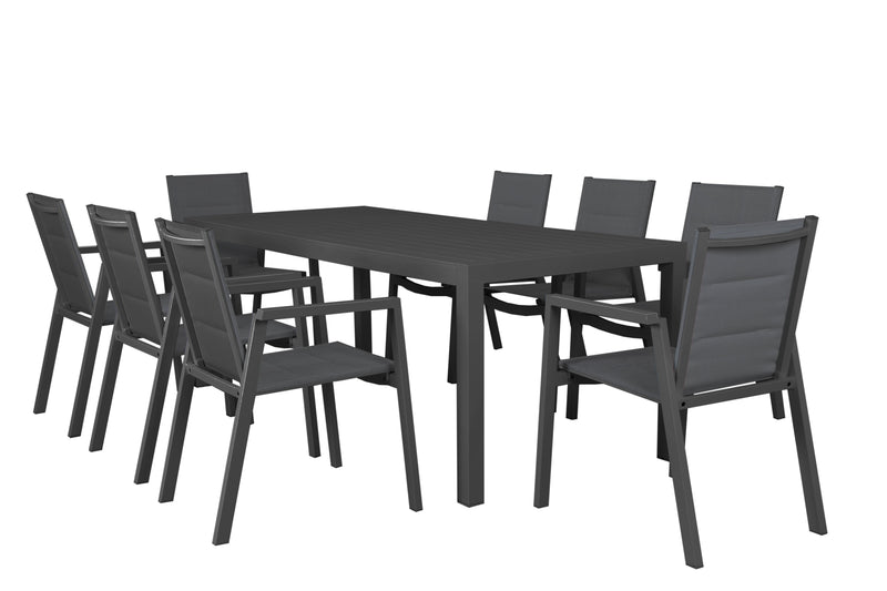San Remo Sling 9pc Gunmetal 2100 x 900mm - robcousens Outdoor Furniture Factory direct