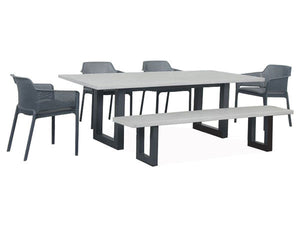 Portland 6pc Combo Set  1800 x 1000mm Table Gunmetal