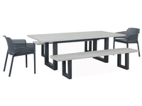 Portland 5pc Combo Set  1800 x 1000mm Table Gunmetal