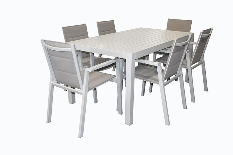 San Remo Portsea Sling 7pc DOVE GREY 1600 x 900mm - robcousens Outdoor Furniture Factory direct