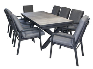 San Remo Cushion 9pc Extension Ceramic Table set - robcousens Outdoor Furniture Factory direct
