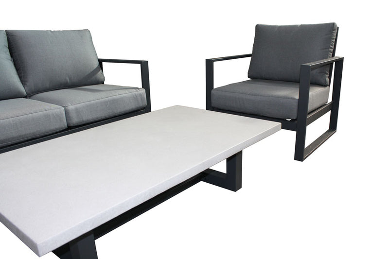 Manhattan Double Sofa set 4pc Gunmetal