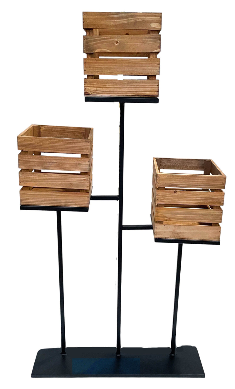 Trio Planters on Stand Brown Med 110cm