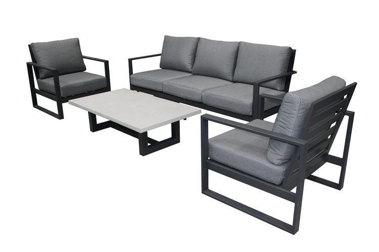 Manhattan Triple Sofa set 4pc Gunmetal