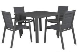 San Remo Sling 5pc Square - Gunmetal 900x 900mm - robcousens Outdoor Furniture Factory direct