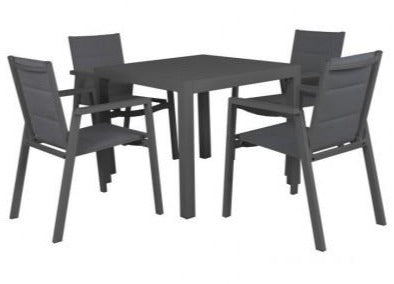 San Remo Sling 5pc Square - Gunmetal 900x 900mm - robcousens Outdoor Furniture Factory direct