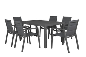 San Remo Sling 7pc Gunmetal 1600 x 900mm - robcousens Outdoor Furniture Factory direct