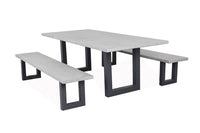Portland 3pc Bench Set 2200 x 1000mm Table Gunmetal
